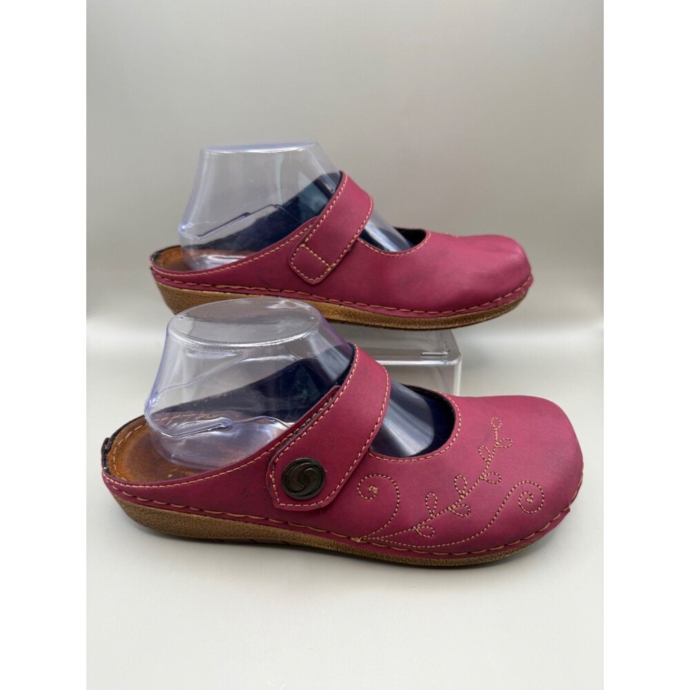 Flexus by Spring Step Mary Jane Clogs Burgundy Leather Shoes Size 40 US 9 - Picture 2 of 5